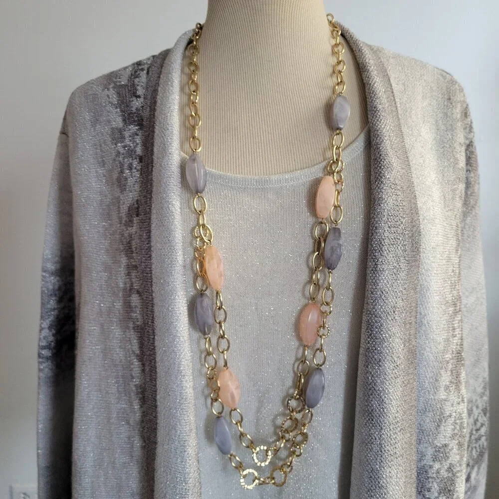 Alfred Dunner Silver Sequin Open-Front Cardigan Sweater & Matching Top (S: 1X)
